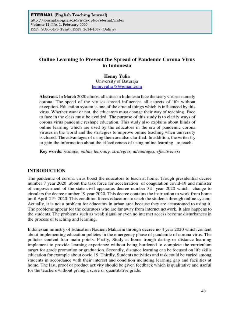 Online Learning To Prevent The Spread of Pandemic | PDF | Educational ...