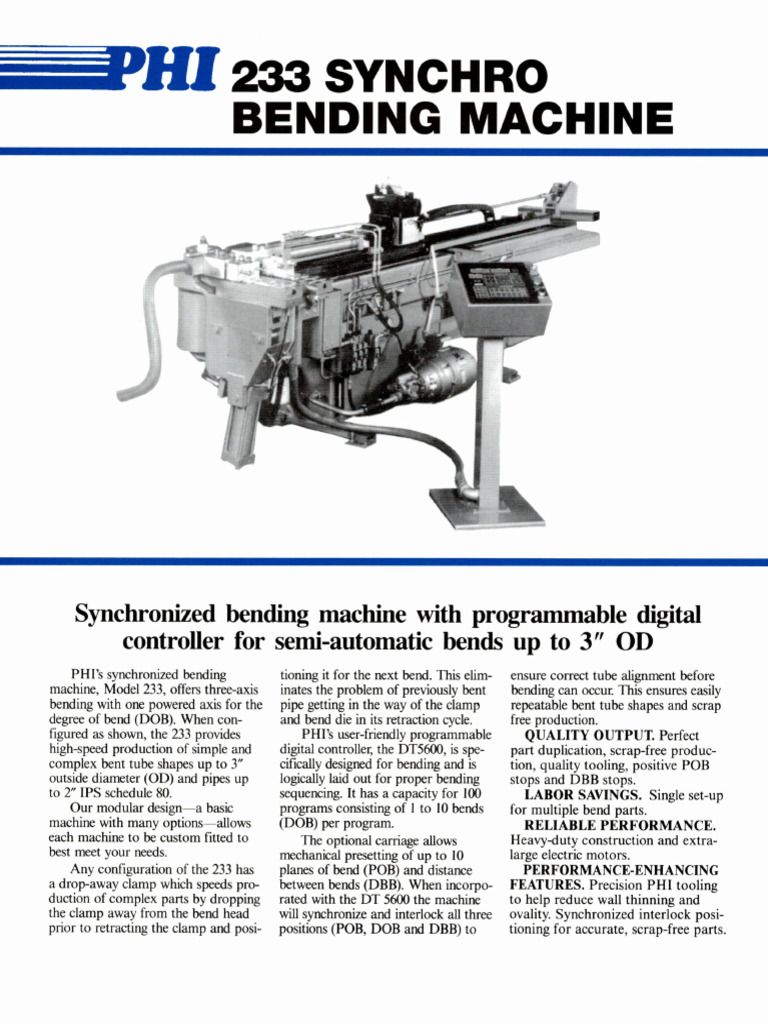 PHI Bending Machines Spec Synchro 233 | PDF