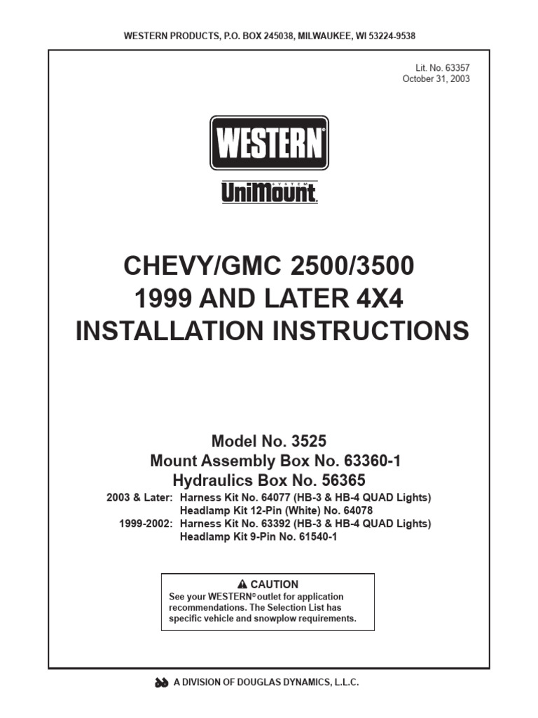 Western 63360 Installation Instructions | PDF | Electrical Connector ...