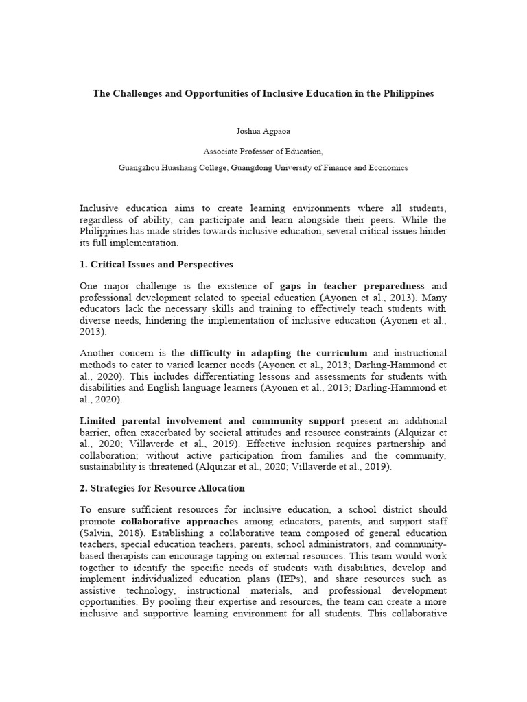 Challenges of Inclusive Education in the Philippines | PDF | Inclusion ...