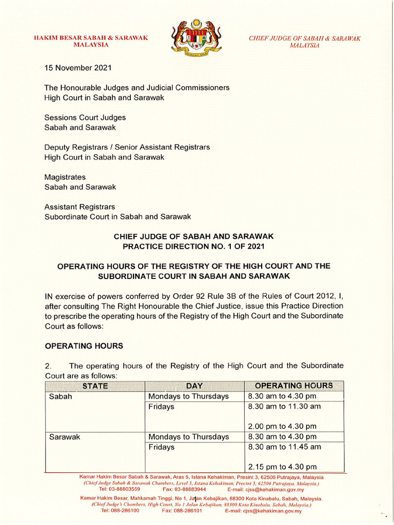 Cjss Practice Direction No.1 of 2021 | PDF