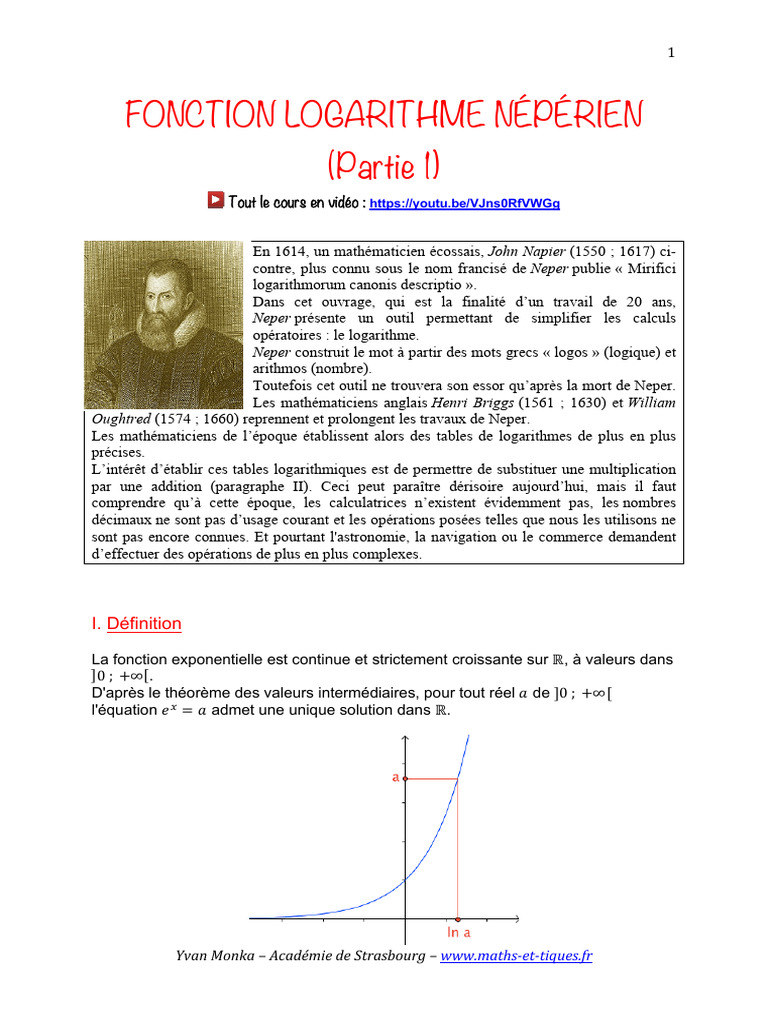 Fonction Logarithme Népérien - Cours PDF | PDF | Logarithme | Arithmétique