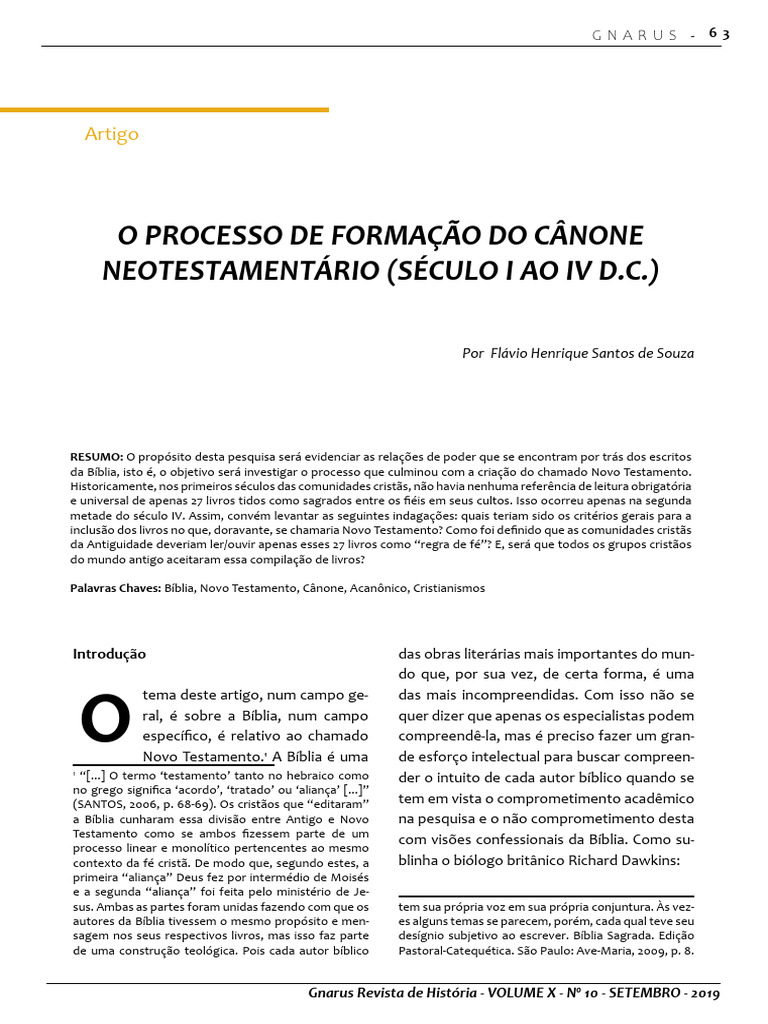 Formação do Cânone Neotestamentário | PDF | Novo Testamento | Bíblia