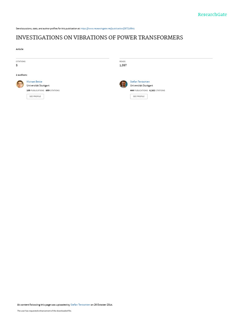 Investigations On Vibrations of Power Transformers | PDF | Transformer ...