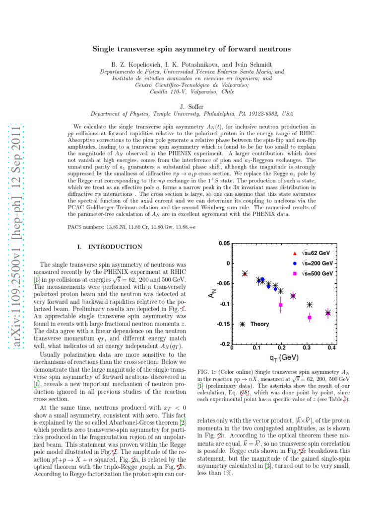 Transverse Spin Asymmetry in Neutron Production | PDF | Neutron | Spin ...