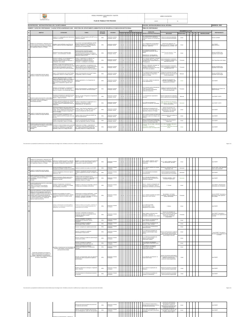 Plan Trabajo Anual de Seguridad y Salud en El Trabajo 2023 | PDF | Valores
