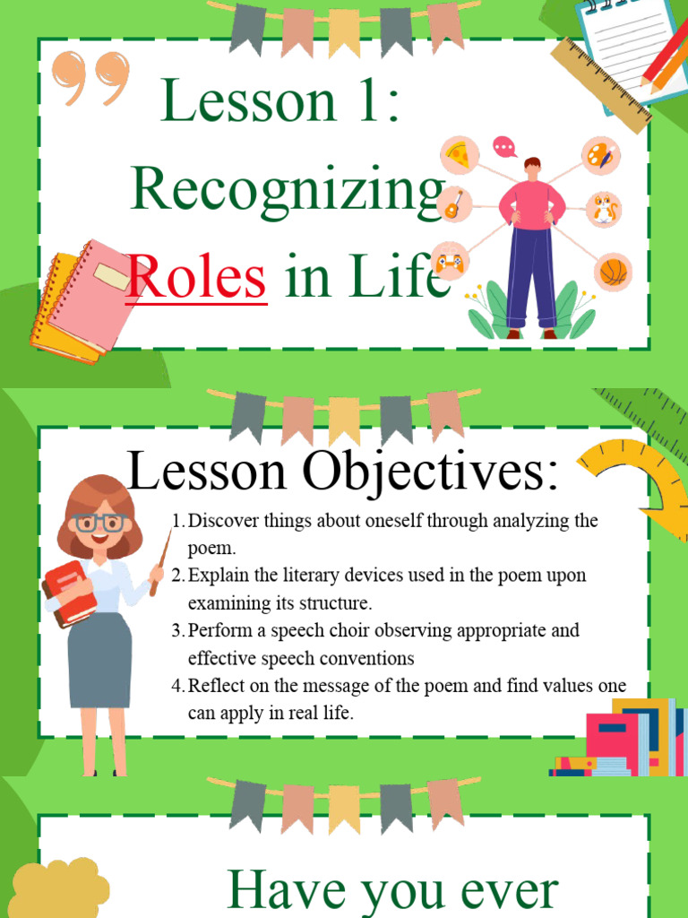 Recognizing Life's Roles Through Poetry | PDF | Poetry