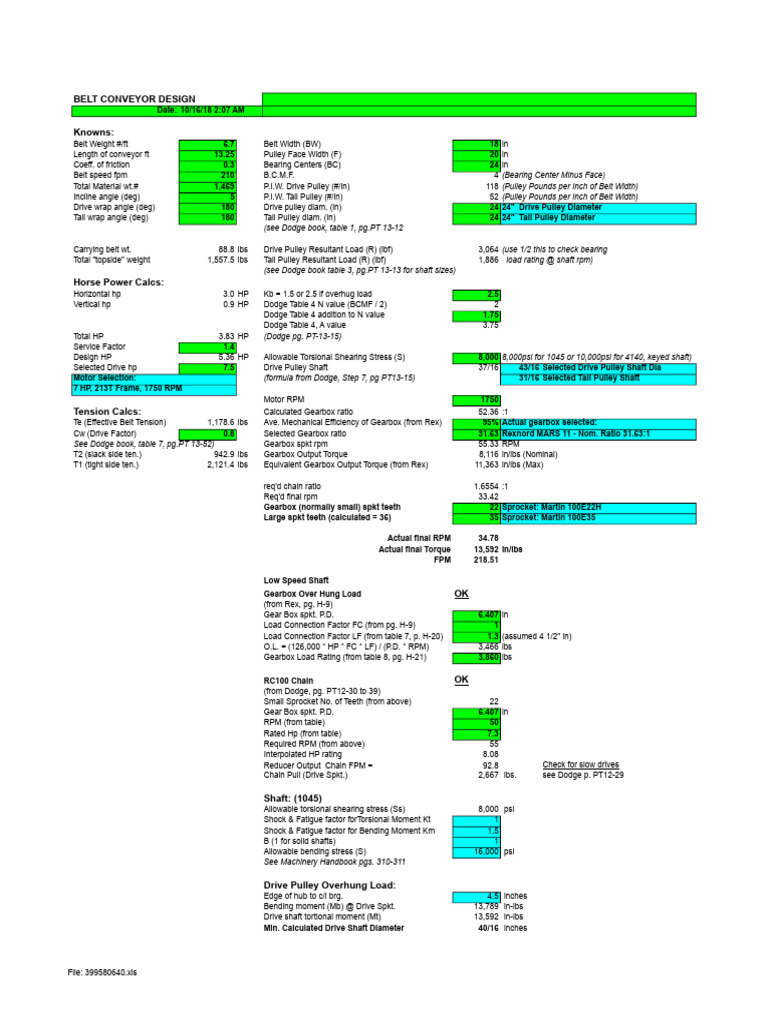 Belt Conveyor Calcs Compress | PDF | Belt (Mechanical) | Mechanical ...