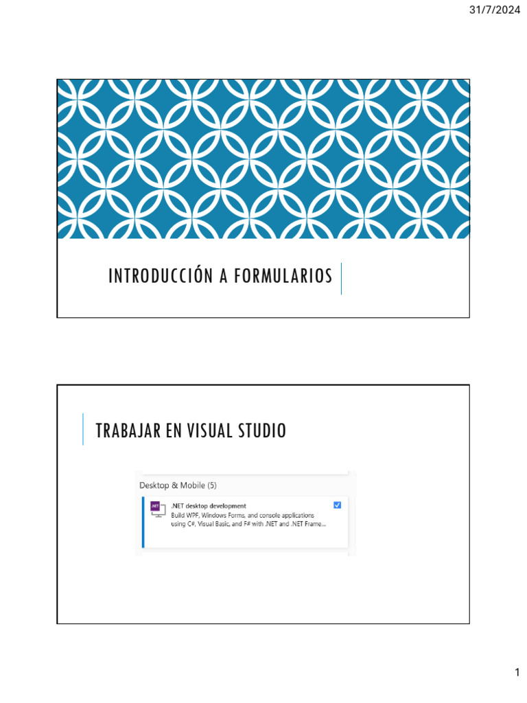Introducción a Formularios en Visual Studio | PDF | C Sharp (lenguaje ...
