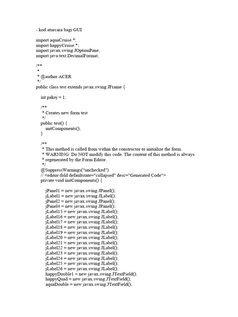 Kod Aturcara Bagi GUI | PDF | Systems Architecture | Java Platform
