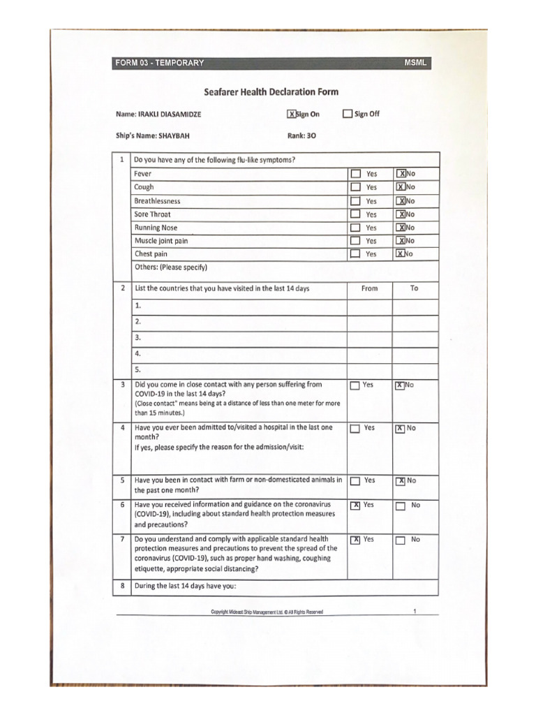 Form 03 - Temporary | PDF
