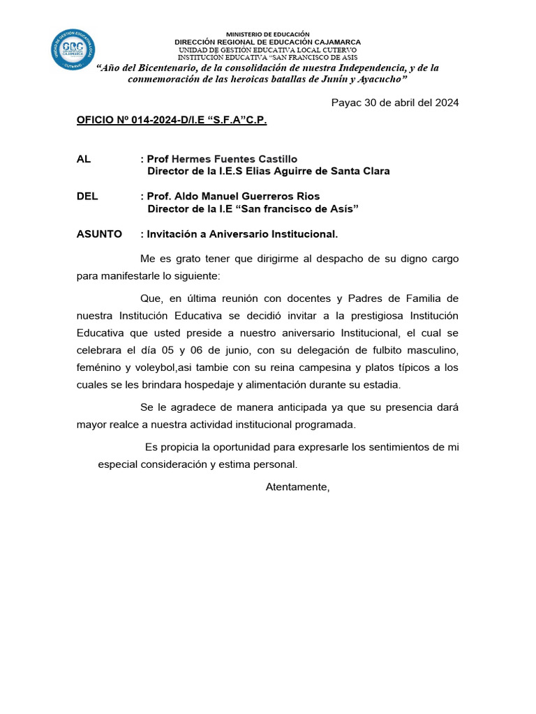 OFICIO 2024 PAYAC | PDF