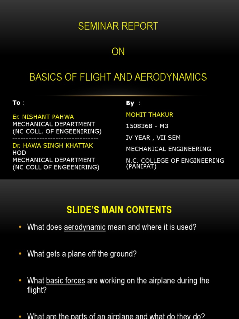 Basics of Flight & Aerodynamics | PDF | Airplane | Lift (Force)