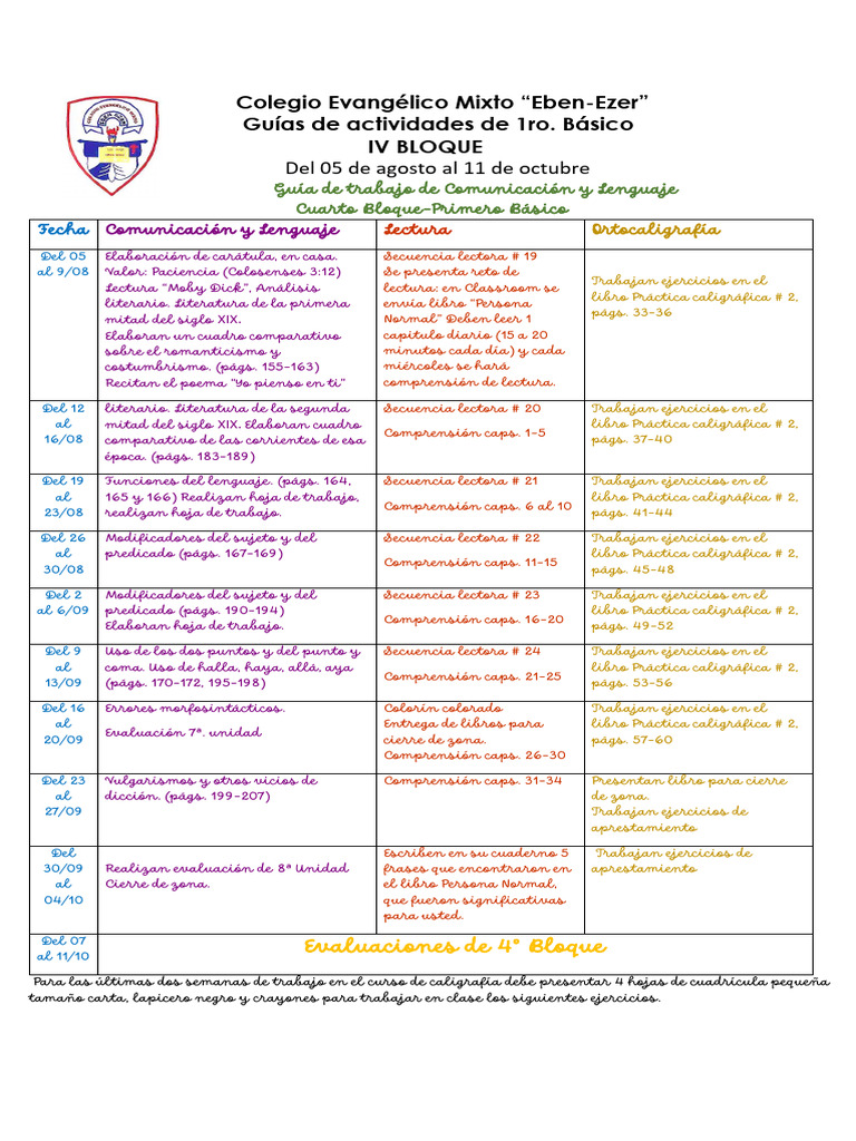 Guía de Actividades 1ro. Básico | PDF | Artes del Lenguaje y ...