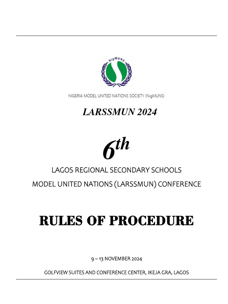 LARSSMUN 2024 Rules of Procedure | PDF | Committee | United Nations ...
