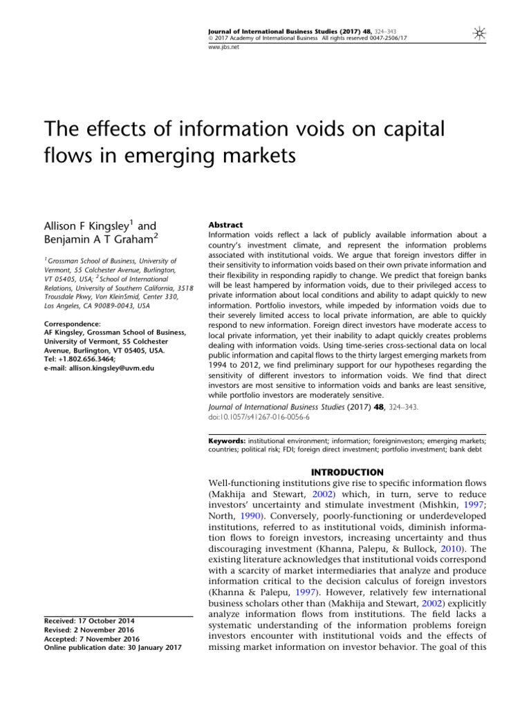Impact of Information Voids on Capital Flows | PDF | Foreign Direct ...