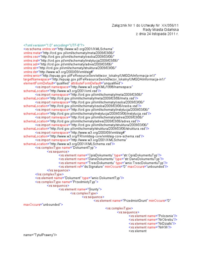 Gdańsk XML Document Schema Overview | PDF | Business