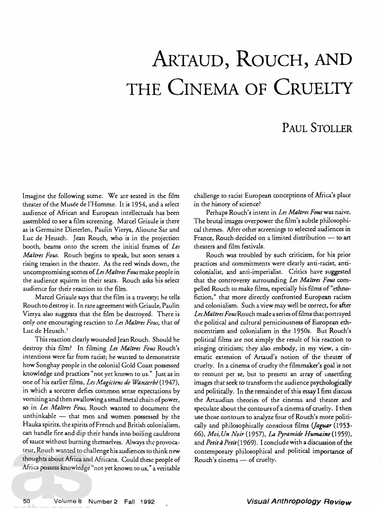 ARTAUD, ROUCH, and The Cinema of Cruelty | PDF | Art | Young Adult