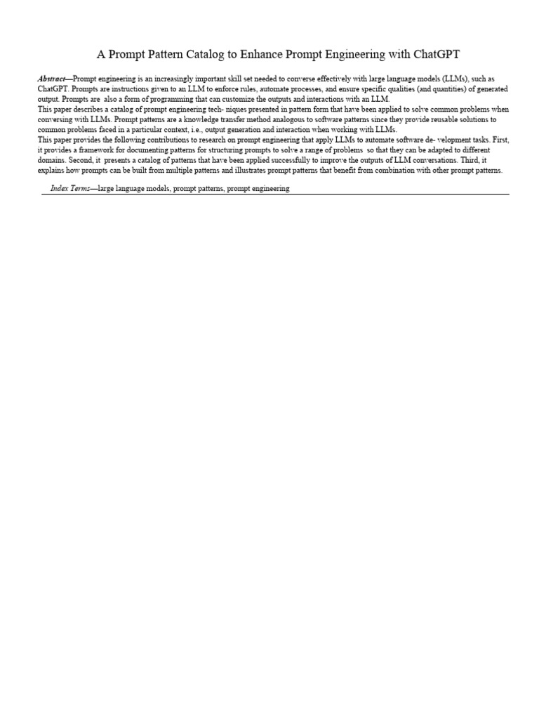 Prompt Patterns for LLM Engineering | PDF | Command Line Interface ...