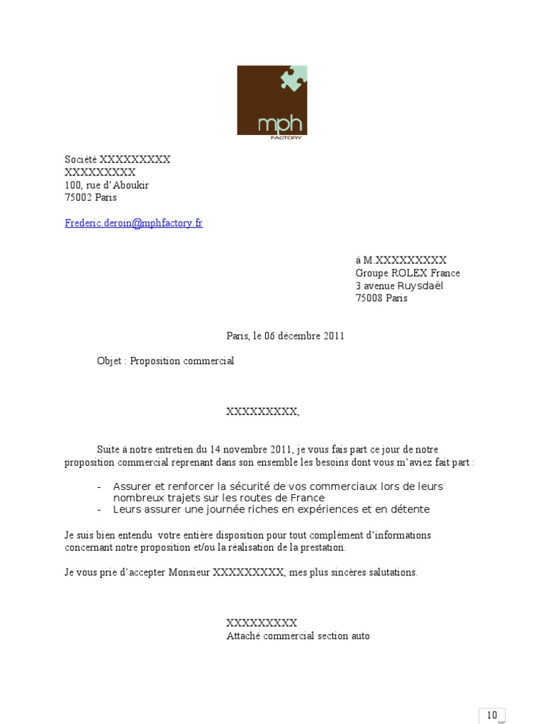 Proposition Commerciale Exemple  PDF  Facture  Business