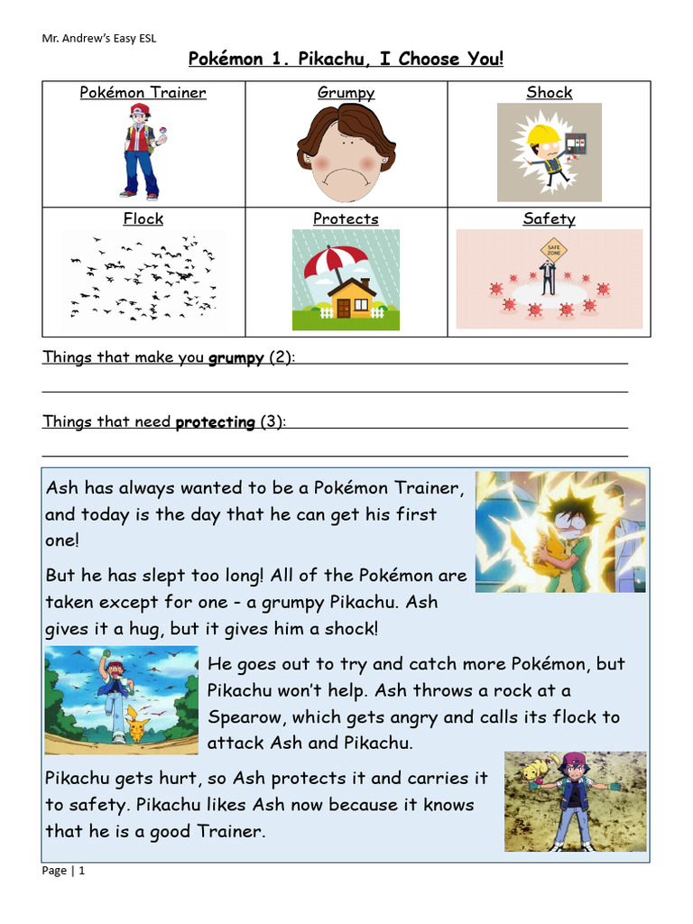 Pokémon ESL Learning Activities | PDF | Pokémon