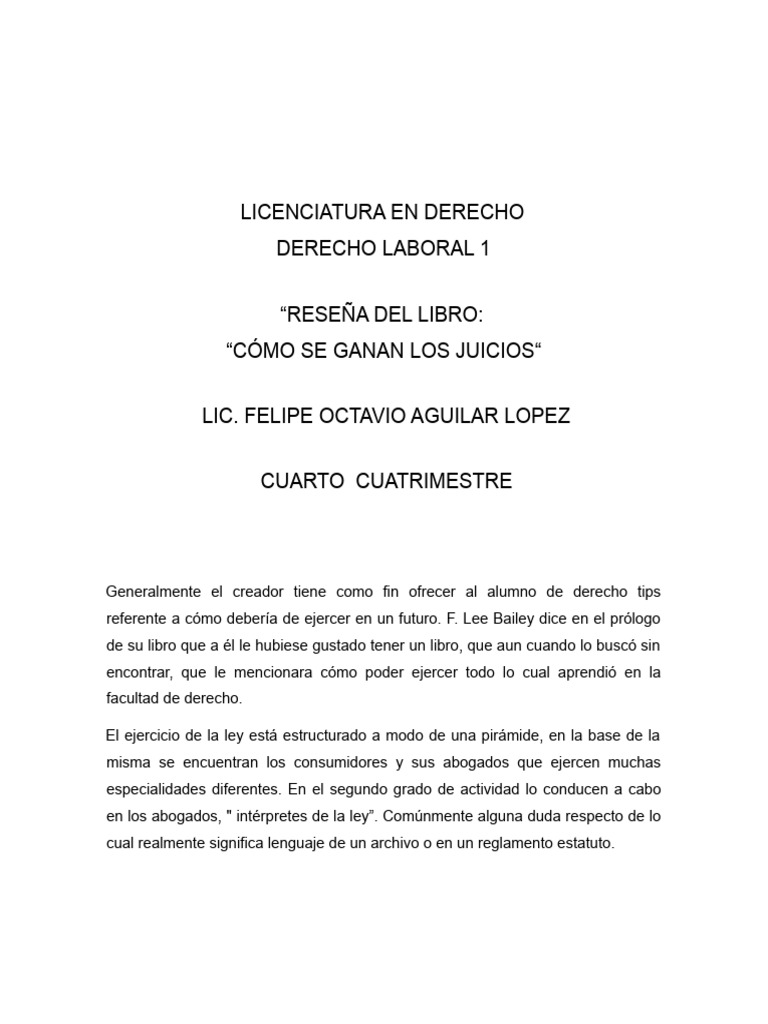 Reseña-Libro Como Se Ganan Los Juicios Fatima Leon | PDF | Abogado