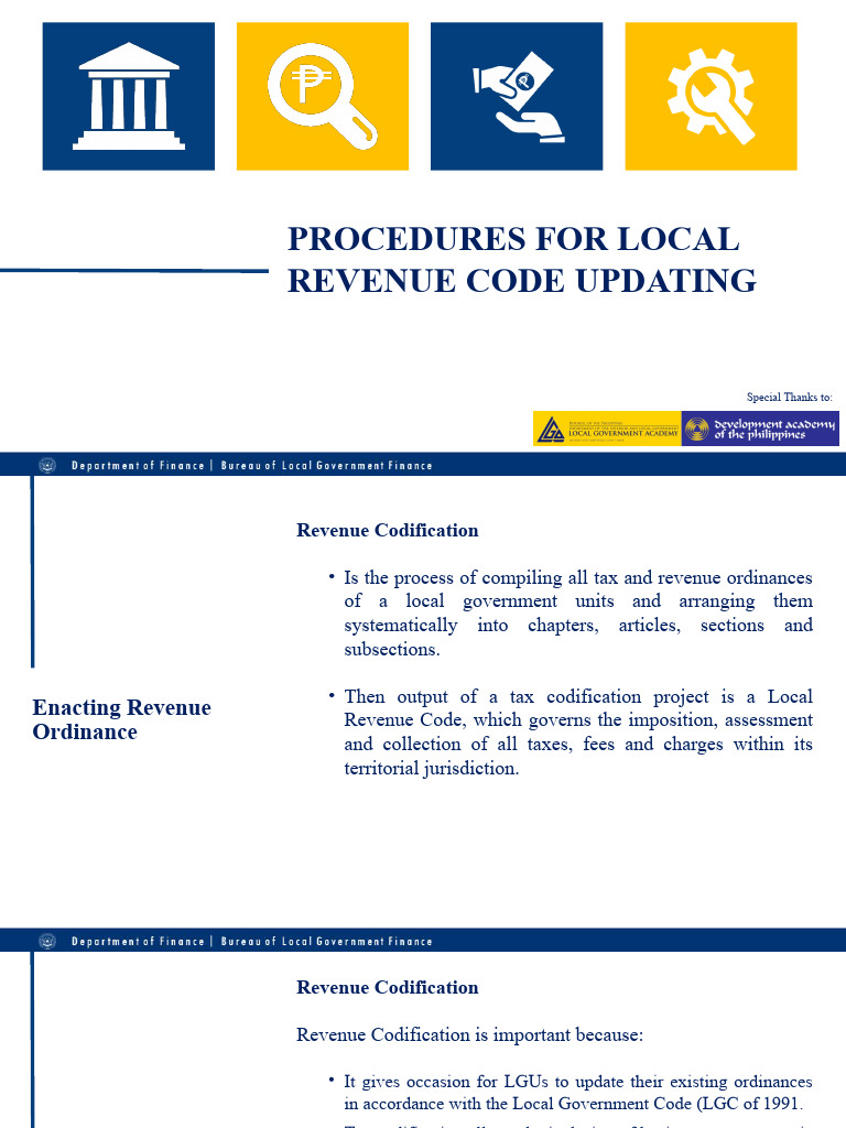 Local Revenue Code Update Procedures | PDF | Codification (Law) | Taxes