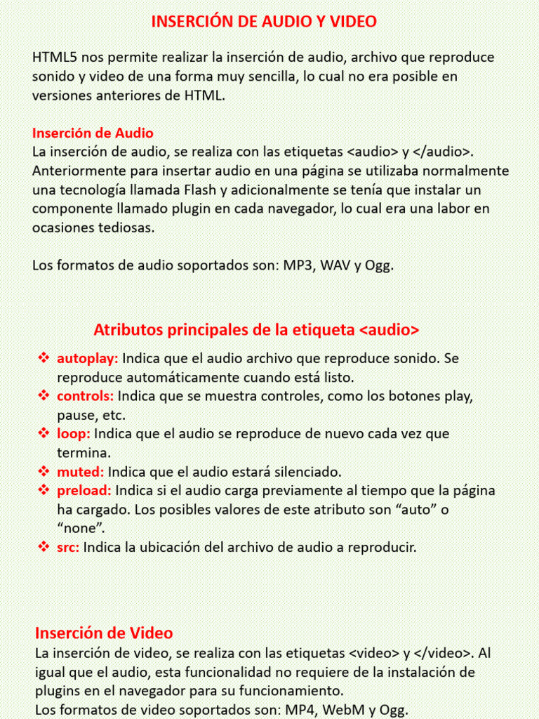 Inserción de Audio y Video en HTML5 | PDF | HTML | Adobe Flash