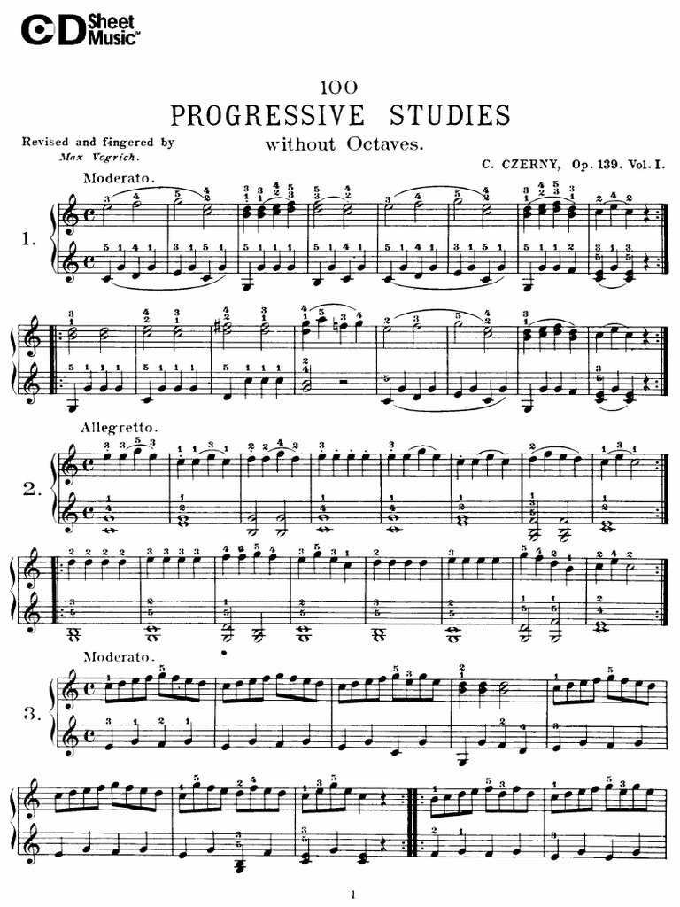 Czerny 100 Progressive Studies, Op. 139 | PDF | Musical Compositions ...