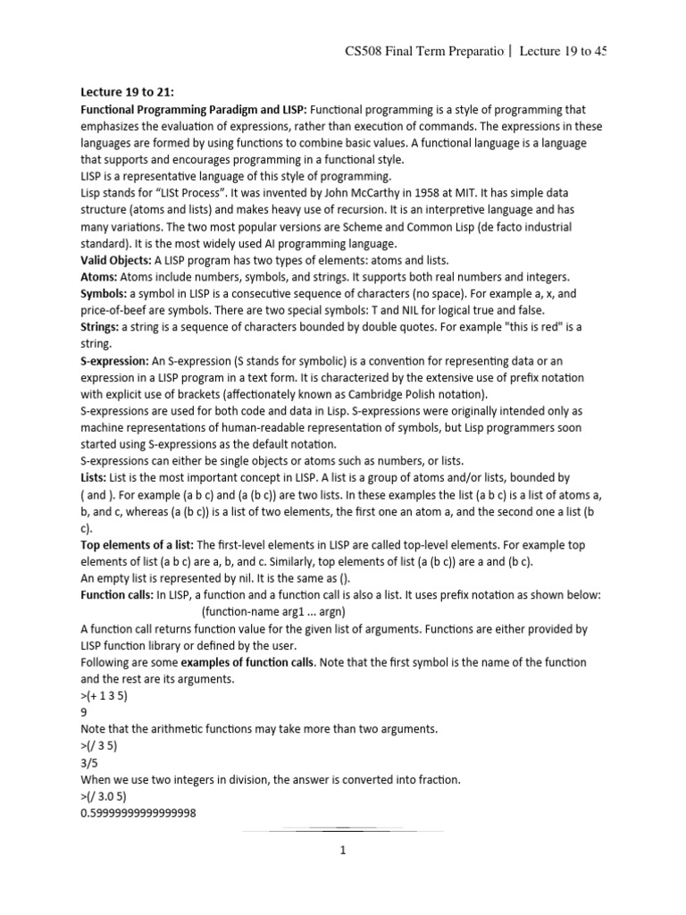 CS508 Short Notes Final Term Lec 19 To 45 | PDF | Pointer (Computer ...