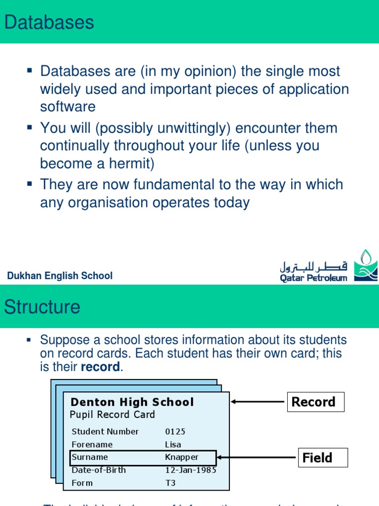 Understanding Database Records and Fields | PDF | Data Type ...