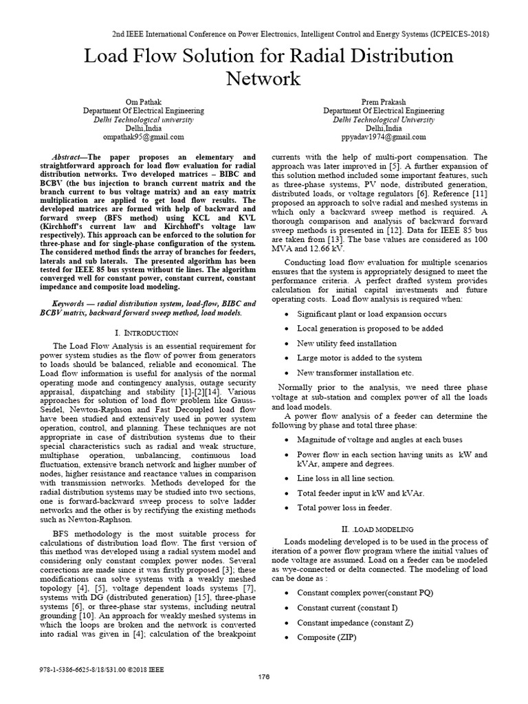 Load Flow Analysis in Radial Networks | PDF | Matrix (Mathematics ...