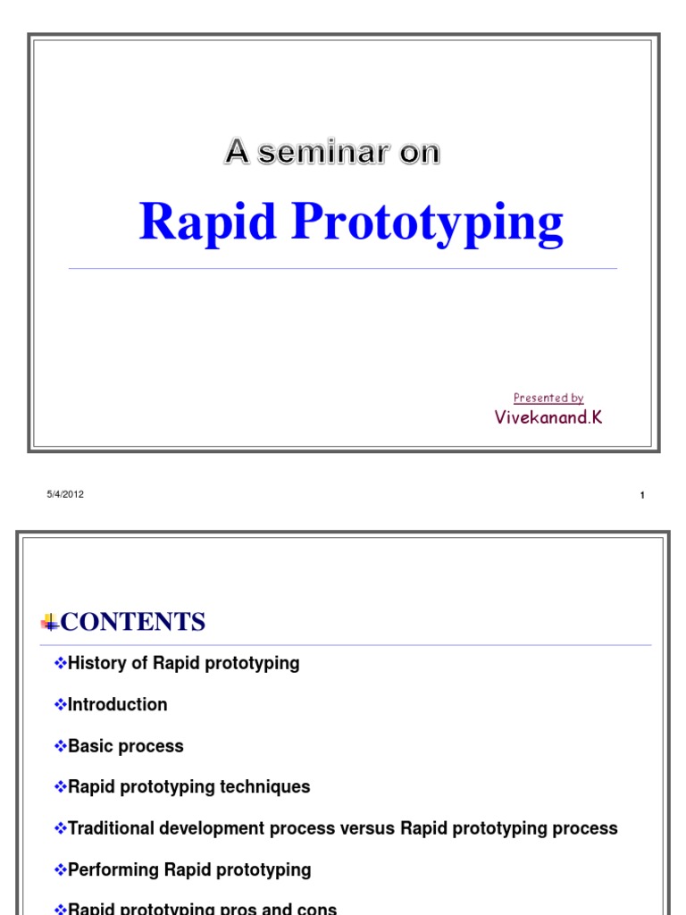 Overview of Rapid Prototyping Techniques | PDF | Prototype | Computer ...