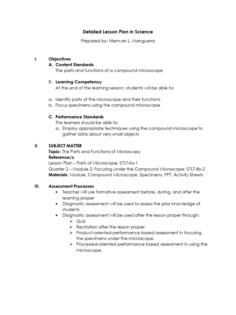 Detailed Lesson Plan in Science For Sir Nonito - 080006 | PDF | Optical ...