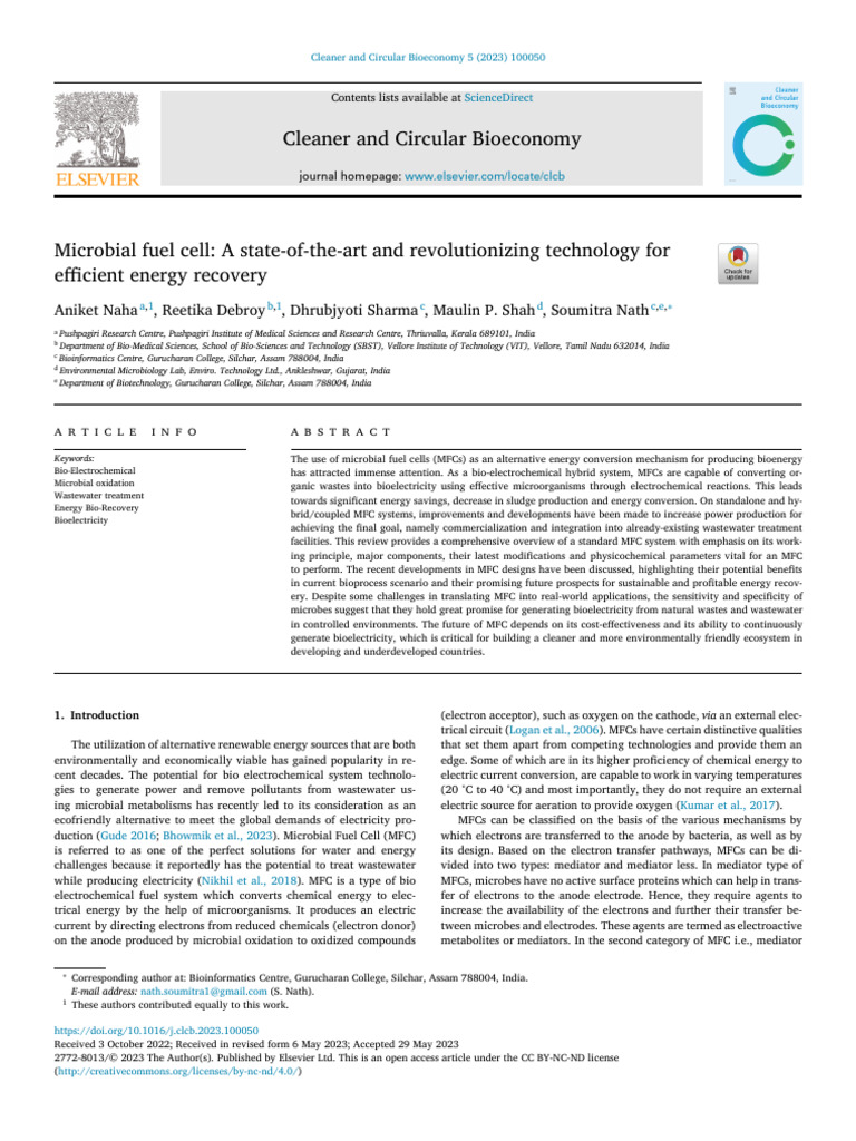 Microbial Fuel Cells: Energy Recovery Innovations | PDF | Chemistry