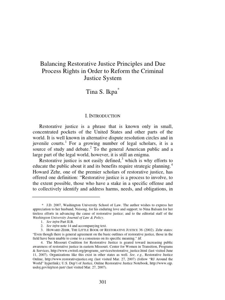 Balancing Restorative Justice Principles Pdf Restorative Justice