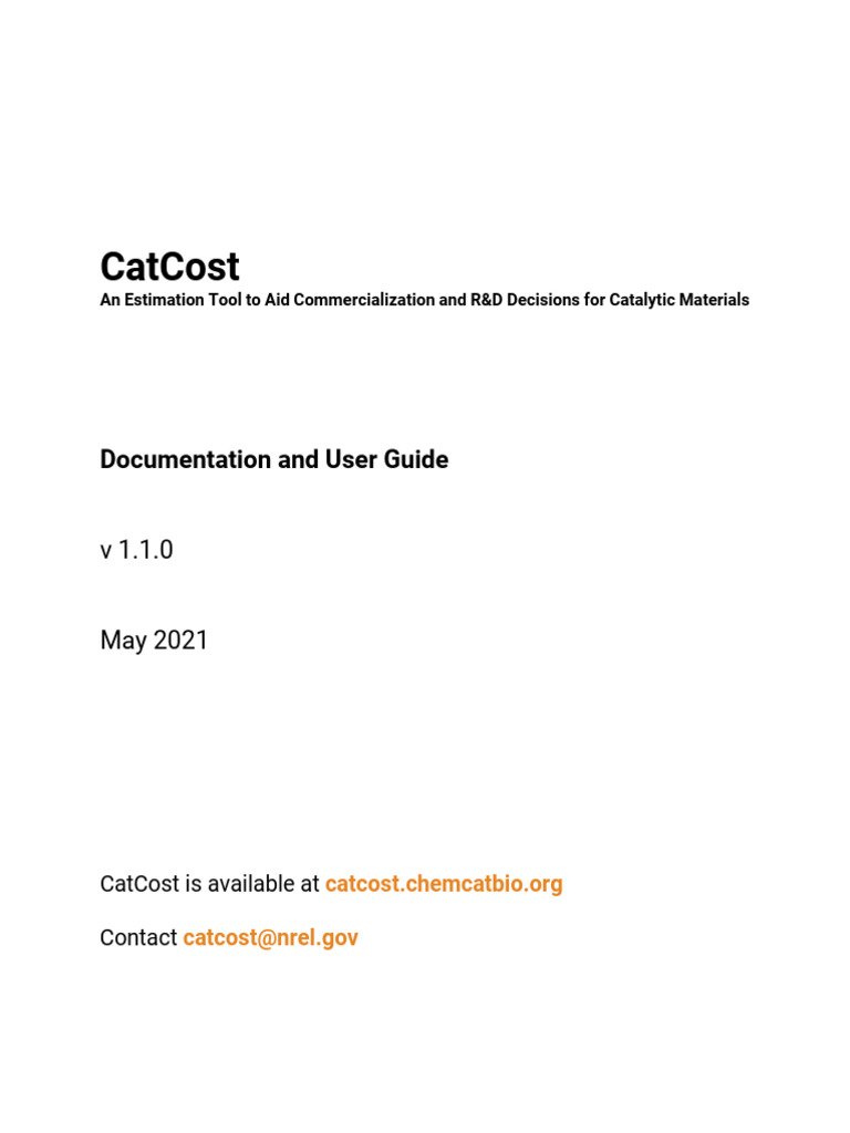 Catcost v1 1 0 user guide pdf stoichiometry sensitivity analysis