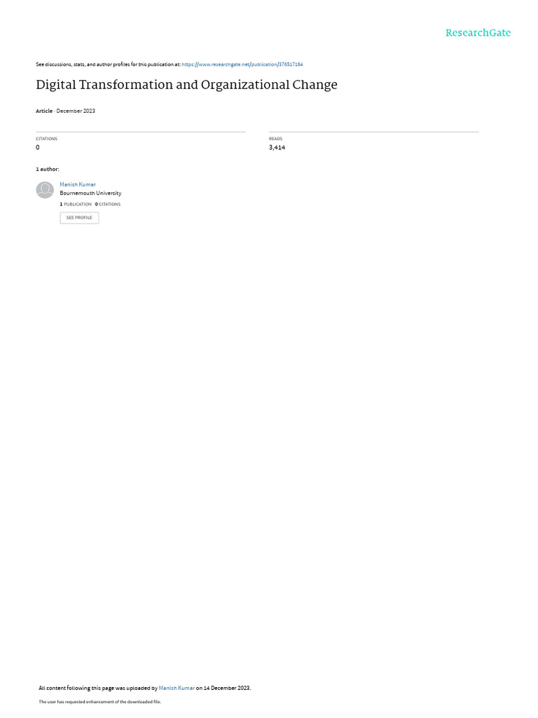 Digital Transformation and Organizational Change | PDF | Internet Of ...
