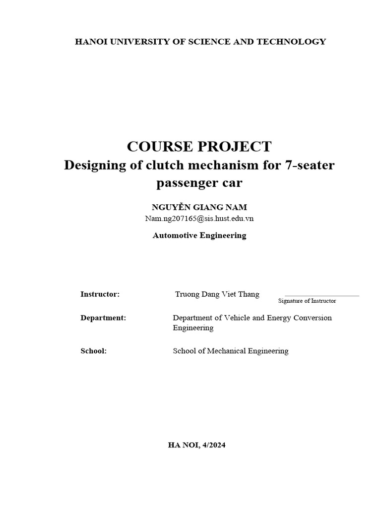 Clutch Design for 7-Seater Cars | PDF | Clutch | Microcontroller