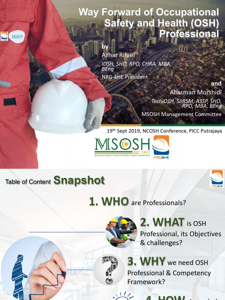 Future of OSH Professionals in Malaysia | PDF | Occupational Safety And ...