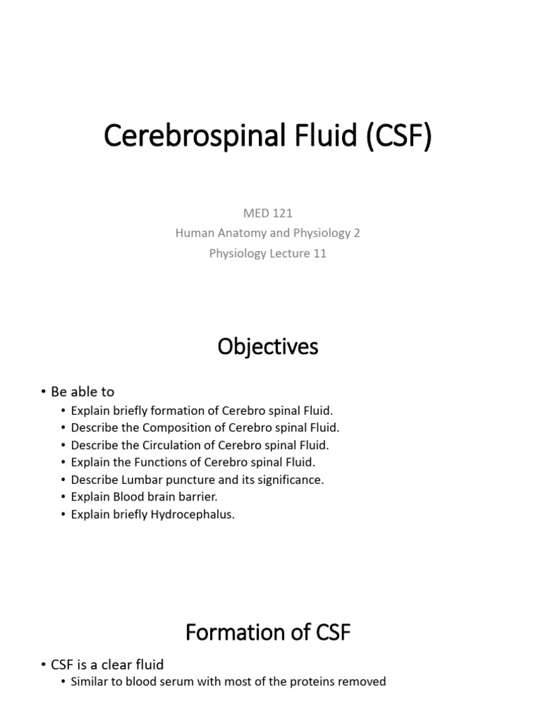 Week 13, Cerebrospinal Fluid | PDF | Cerebrospinal Fluid | Anatomy