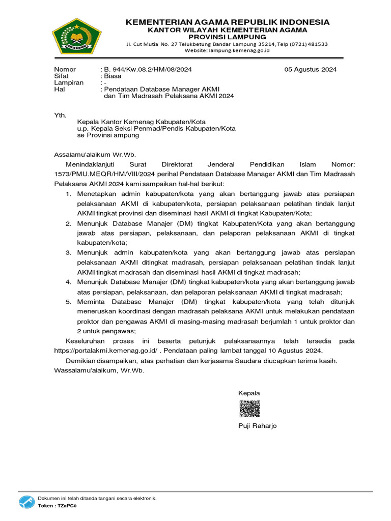 Pendataan database manager akmi dan tim madrasah 1 pdf