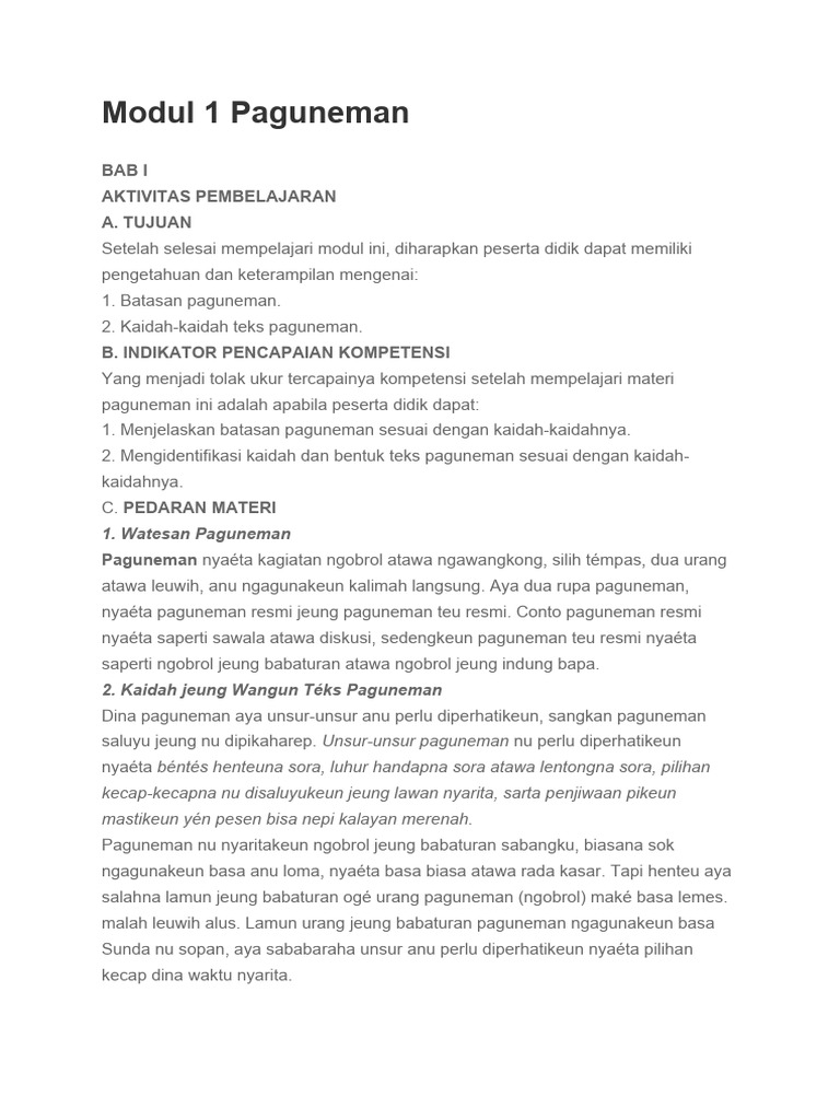 Modul Paguneman untuk Pelajar | PDF | Language Arts & Discipline