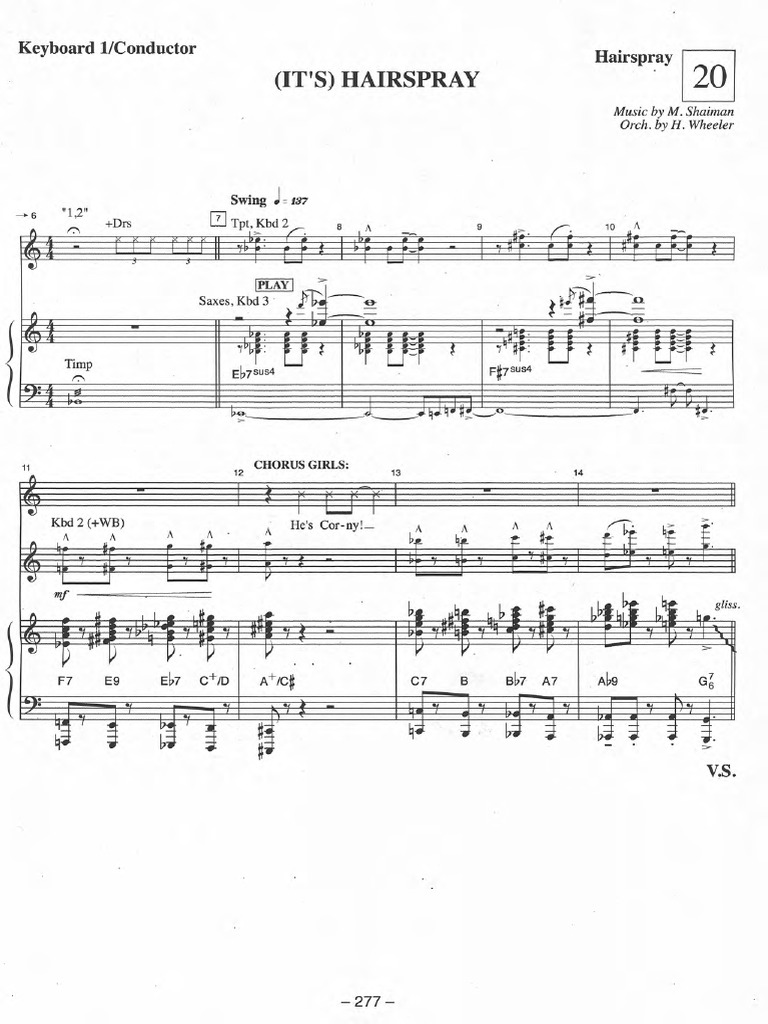 Hairspray Vocal Score Conductor's Guide | PDF