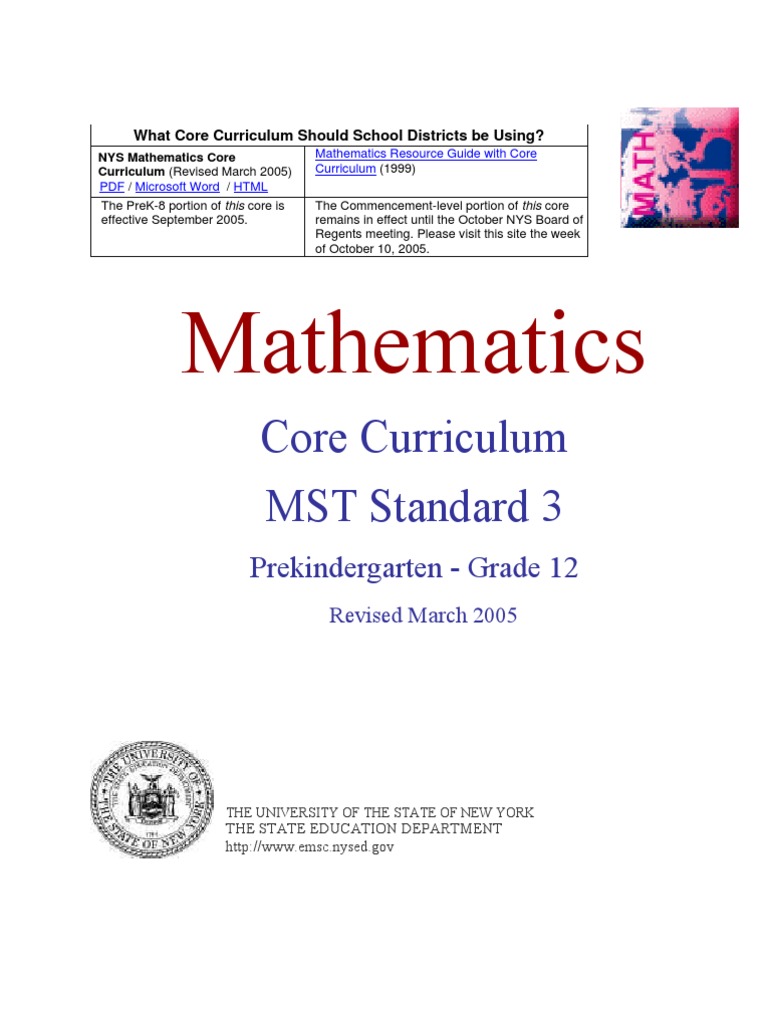 NYS Mathematics Core Curriculum Guide | PDF | Shape | Geometry