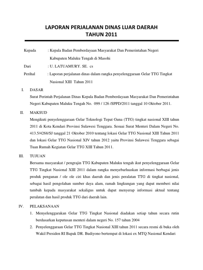 Laporan Perjalanan Dinas Luar Daerah