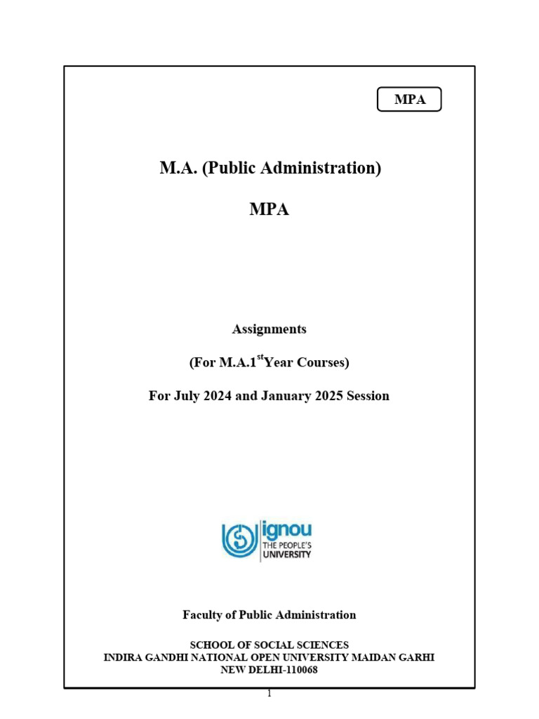 MPA Assignments for July 2024 & Jan 2025 | PDF | Governance | Human ...