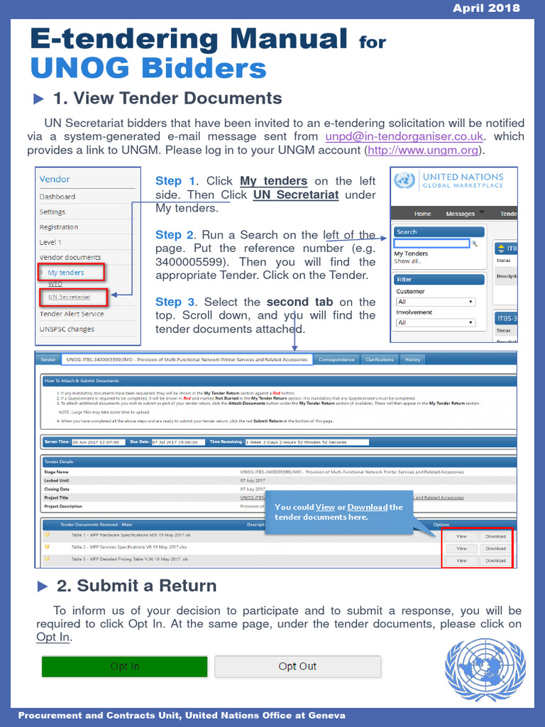 UNOG E-Tendering Guide for Bidders | PDF | Cyberspace | Computing