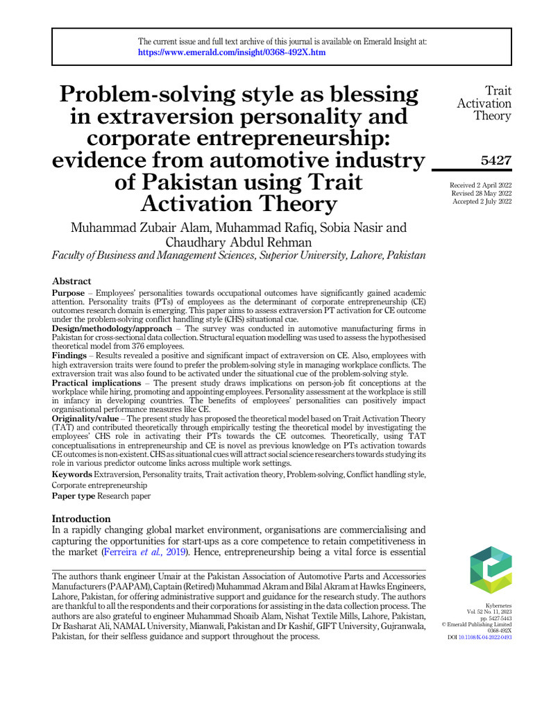 Extraversion Trait Activation Pdf Extraversion And Introversion