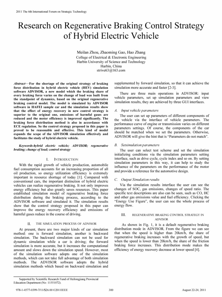 Research On Regenerative Braking Control Strategy of Hybrid Electric ...